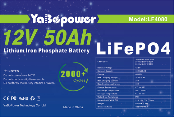 12v 50ah Lifepo4 Paket Baterai Isi Ulang 2000 Siklus Dalam