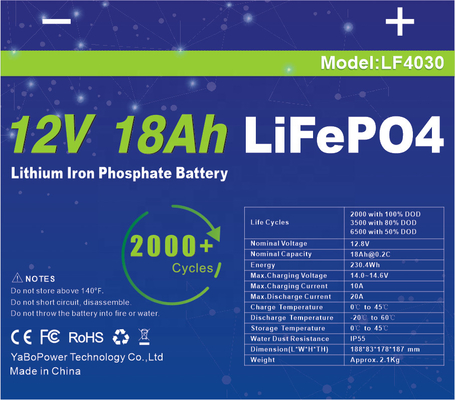 12v 18ah Lifepo4 Baterai Lithium Ion Debit Kecil Saat Ini 9A