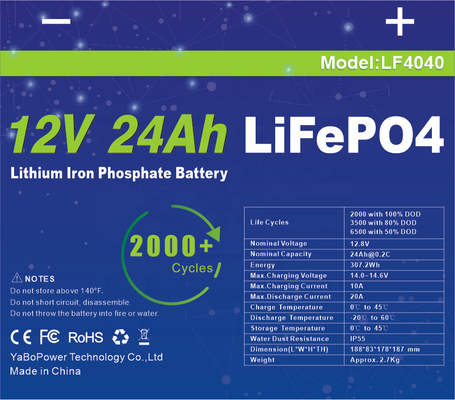 Sel Baterai Lifepo4 24Ah 12v Lithium IP55 Tahan Air