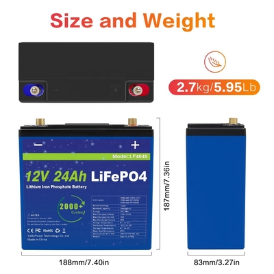 Sel Baterai Lifepo4 24Ah 12v Lithium IP55 Tahan Air