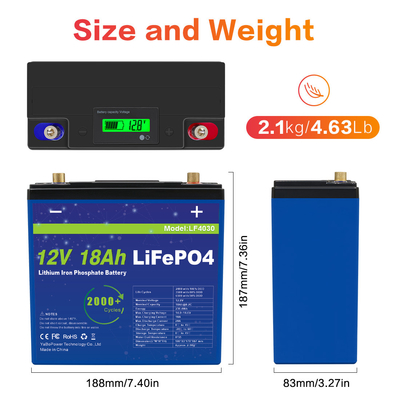 Baterai Lifepo4 12V 18Ah Ringan Kapasitas Besar Umur Siklus Panjang Garansi 3 Tahun
