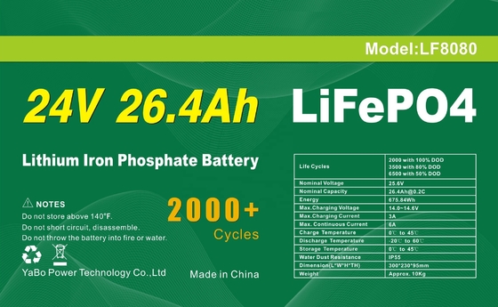 26.4Ah 24V Lifepo4 Baterai Kelautan Masa Pakai Lebih Lama