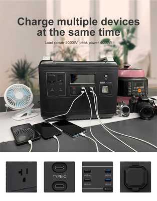 Ups Lithium Pembangkit Listrik Portabel Lifepo4 Solar 2000W 1000 Watt Dua Arah Cepat
