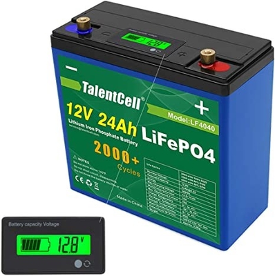 Paket Baterai Lithium Lifepo4 12v 24ah Isi Ulang Kapasitas Besar Dengan Layar LCD