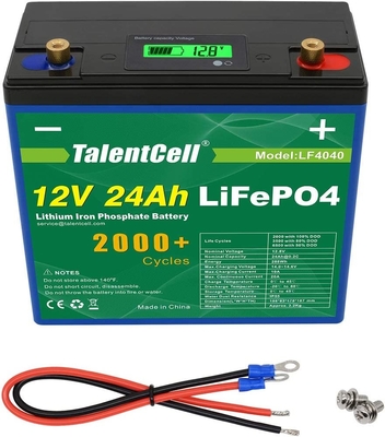 Paket Baterai Lithium Lifepo4 12v 24ah Isi Ulang Kapasitas Besar Dengan Layar LCD