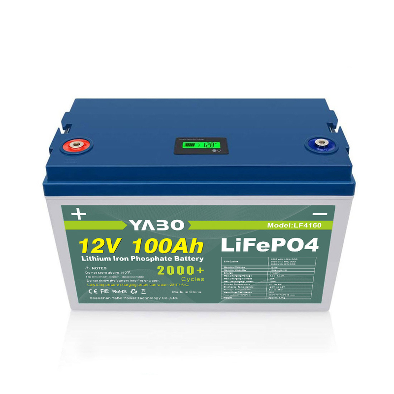 YABO Custom Made Rechargeable Solar Boat Lithium Motorcycle Golf Cart RV LiFePO4 Baterai Penyimpanan Energi 12V 100Ah