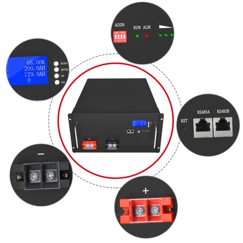 Baterai 230Ah 51.2 V Lifepo4 16S1P 5.5U Ukuran Baterai yang Dapat Dibebankan
